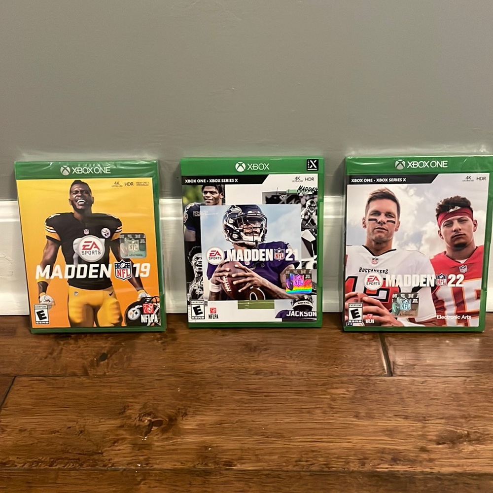NEW! Sealed, never opened. Madden 19, 21, and 22 for Xbox one